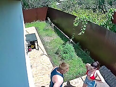 Caught In Front Of A Security Camera. Busty first time sex vk Sucks Boyfriend In My Backyard!