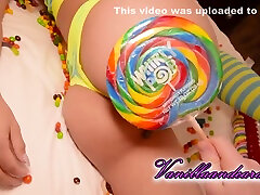 Big Tits Blonde Deepthroats Giant Gummy Worm - Candy Fun!