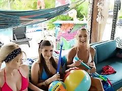 Bikini besties need cock after swimming pool swinger party party