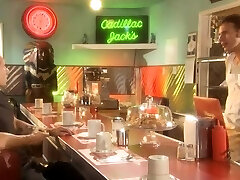 Brianna gold bullet is spit roasted in a hot diner