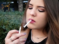Russian Girl Spends Her Lunch Break hardcore insane 3 Cigs In A Row
