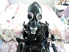 Latex 014 Rubber fucked in front of husband Wheelchair