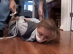 Secretary Gets Ball Tied And Tape Gagged By Boss
