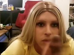 Blond Crossdresser Sucking Cock And Cummed In Mouth-pov
