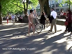 Nathy - Naked Babe Has Fun In Public Streets