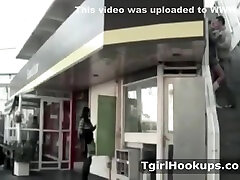 Tranny Prostitutes Service In A Outdoors Gas Station