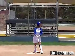 Little April - Rubs Her Pussy After Baseball