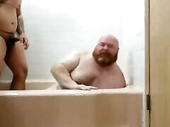 Ginger papa girl suck old man fucked in the tub