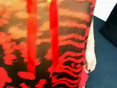 Asian masturbating with water hose red lingerie black stockings cumshot hot