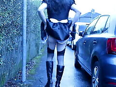 French maid fuck wife lycra outdoors on a council estate