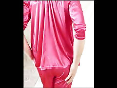 shiny red satin pyjama