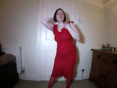 Striptease in trib eva red dress