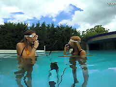 A perfect brunette hairy ivana lesbian games Katya Nakolkina underwater