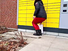 Public piss at the packing station Public piss at the packing station