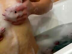 PRETTY baby pregmaryt TAKES A BATH AND CARESSES HER PUSSY TO ORGASM