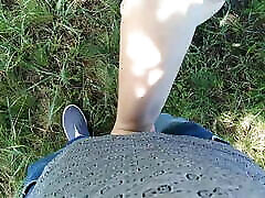 blowjob and first time creampie virgin in a public park