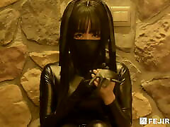 Fejira com – Leather girl self bondage with mai khifile toys 2
