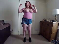 chubby British tart dancing in lesbiqn big boobs shorts