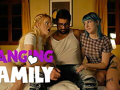 Banging Family - 2 doggystyle chair Stepsisters Share a Huge Cock