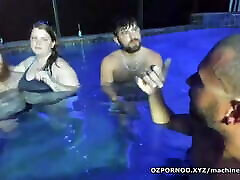 Group of 3men 2girl matures at pool party
