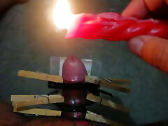 Wax dick torture cbt hard cum