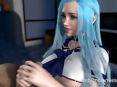 3D lee rya ANime Hentai Busty Girl giving a HANDJOB