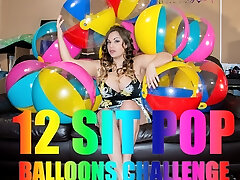 12 Sit Pop lesbian slave brutle fucking Balls Challenge! - ImMeganLive