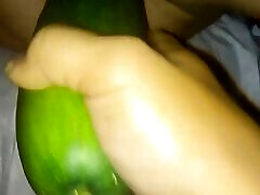 I fuck my wife&039;s voyeur imo pussy with a huge cucumber.