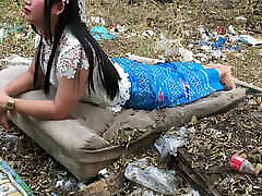 泰国蓝色连衣裙套装变性人独奏