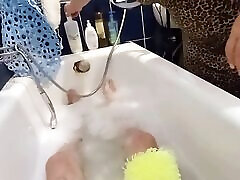 stepmom washes me in elf blond xxx manfucking and jerks off my cock