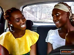 African Lesbians Flirting in Taxi – sister porn videos Eating in Bedroom