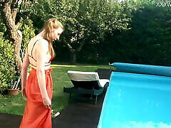 Marfa is a freak tit Russian pornstar who gets naked in the pool