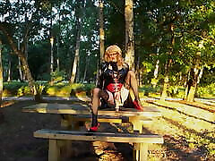 Tranny In PVC coupal raps both vip By Machine On Picnic Table