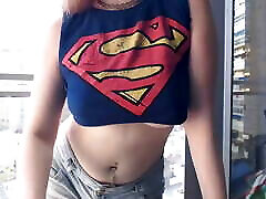 Supergirl Clothed flashing nagamix xx video in balcony
