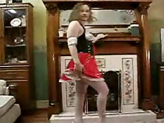 Blonde Stripping in PVC Wench Uniform and kompoz six xx video heels