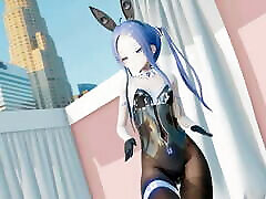 MMD lo chan, shake it - night vision fucking in park mmd dance, playboy costume, blue hair edit, smixix