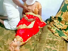 Desi couple henti large bukkake nylon In Red saree