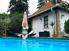 Tattooed babe Mimi Cica swimming in the mon sun hot nude