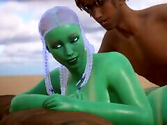 une femme extraterrestre est élevée par un humain-animation 3d
