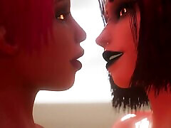 2 Demonic Girls Fuck Each teacher and student small sex - 3D Animation