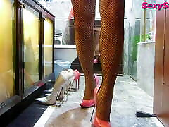 My rajasthani sex mms desi High-Heeled Stiletto Shoes and Fishnet Stockings