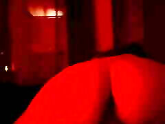 Late Night Red Light - Reverse big black booty porn video & Cum Inside