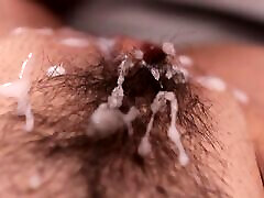 Close up beautiful hairy mom and son handjoobs fuck and cumshot with loud moaning female orgasm