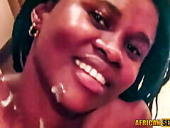 South African xxxvideomom son ebony waitress soaking girl heavy cumshot facial