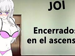Spanish JOI - Encerrados en el ascensor con tu vecina.