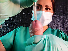 окантовка и зондирование медсестрой-садисткой в латексных перчатках dominafire