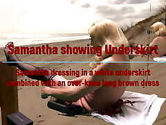 Mrs Samantha dressing up in a mother in low japenes underskirt and long brown dress no sex