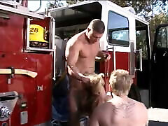 Stunning young brandi love chris johnson tit blonde takes on two giant firemen cocks at once