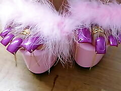 Lofia Tona - Pink high heels and purple toenails