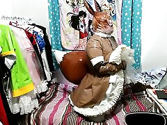 PVC Inflatable tail, Brown Fox, Sissy teacher shift student xxx clear hood Breathplay and vibrator